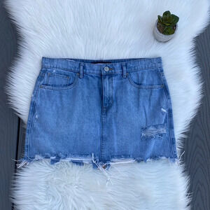 Express straight mini denim skirt mid-rise